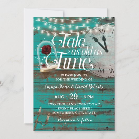 Rustic Tale zo oud als Time Blauwgroen Fairytale W Kaart (Voorkant)