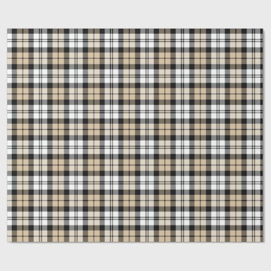 Rustic Tan Black en White Tartan Pset Holiday Cadeaupapier (Vlak)