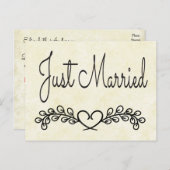 Rustic Tan is getrouwd met Black Heart Laurel Aankondigingskaart (Voorkant / Achterkant)