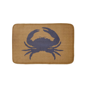 Rustic Tan met Donkerblauwe krab Badmat