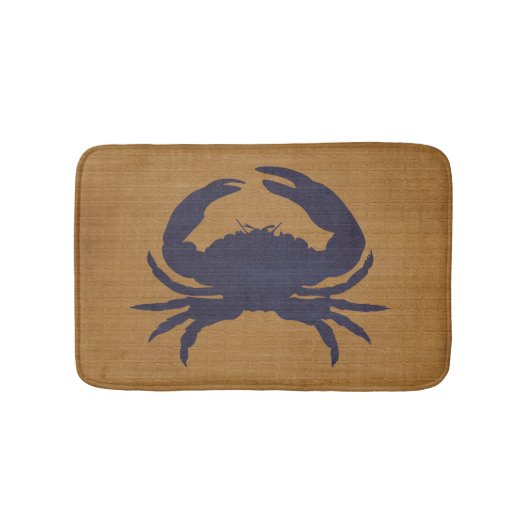 Rustic Tan met Donkerblauwe krab Badmat (Voorkant)