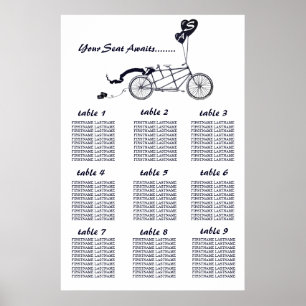 Rustic Tandem Bicycle Wedding Seating Chart Poster