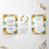 Rustic Tangerine Citrus Sinaasappel All-in-One Wed Drieluik Uitnodiging (Binnen)