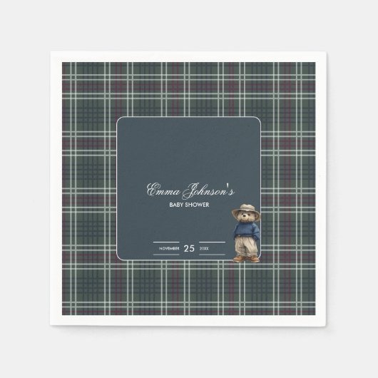 Rustic Tartan Beer Baby shower Servet (Voorkant)