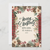 Rustic Tartan Christmas Feestdagenkaart (Voorkant)