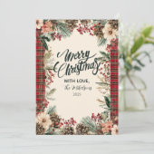 Rustic Tartan Christmas Feestdagenkaart (Staand voorkant)
