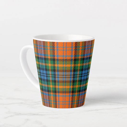 Rustic Tartan Murray Plaid Sinaasappel Blue Check Latte Mok (Linkerhoek)