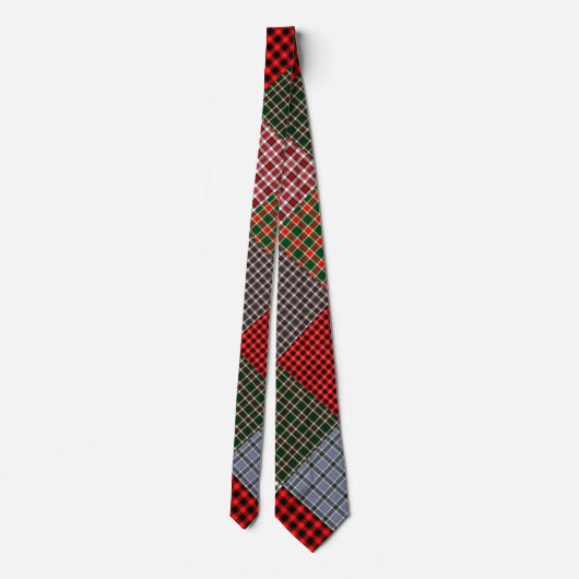 Rustic tartan patchwork neck tie stropdas (Achterkant)