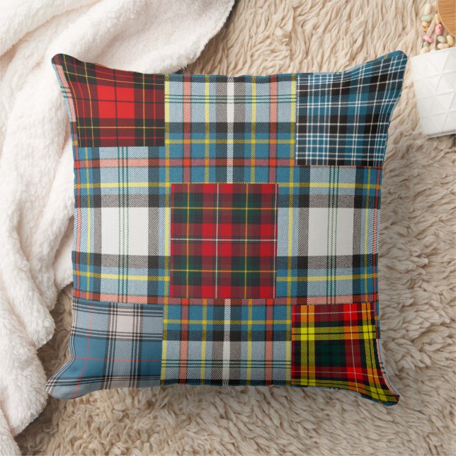 Rustic Tartan Patchwork Plakt kleurrijk patroon Kussen (Deken)