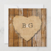 Rustic Tattered Heart Wood Style Country Wedding Kaart (Achterkant)