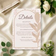 Rustic Taupe Botanical Wedding Details Card