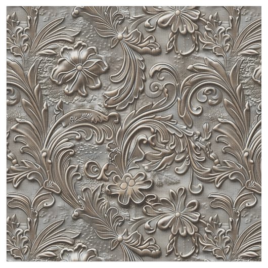 Rustic taupe tooled leather stof (Close Up)
