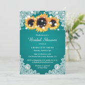 Rustic Tea Lace Sunflower Bridal Shower Kaart (Staand voorkant)