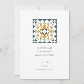 Rustic Tealgroene Herfst Geometrische Quilt Bruilo Save The Date (Voorkant)