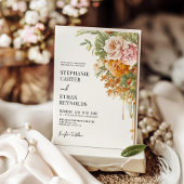 Rustic Terracotta Blush Floral Boho Wedding  Kaart