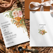 Rustic Terracotta Blush Floral Boho Wedding  Kaart