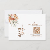 Rustic Terracotta & Blush Floral QR Code RSVP Card Kaartje (Achterkant)