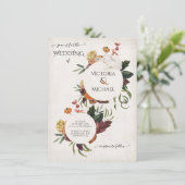 Rustic Terracotta Boho Floral Wreaths bruiloft Kaart (Staand voorkant)