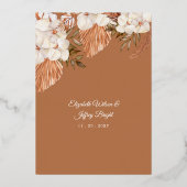 Rustic Terracotta Boho Pampas Arched Wedding Folie Uitnodiging (Achterkant)