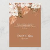 Rustic Terracotta Boho Pampas Orchids Wedding Menu (Achterkant)