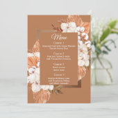 Rustic Terracotta Boho Pampas Orchids Wedding Menu (Staand voorkant)