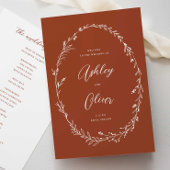 Rustic Terracotta Boho Wildflower Wreath Wedding Programma