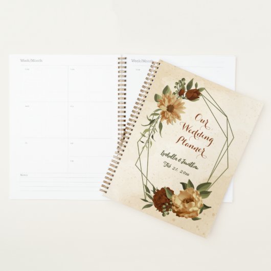 rustic terracotta floral greenery bruiloft planner (Display)