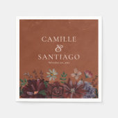 Rustic Terracotta Floral Wedding Servet (Voorkant)