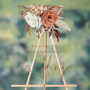 Rustic Terracotta Florals Automne Bienvenue Mariag