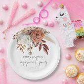 Rustic Terracotta Florals Script Engagement Party Papieren Bordje (Feest)