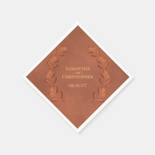 Rustic Terracotta Leaves Diagonal Design Wedding Servet