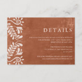 Rustic Terracotta Mexico Wedding Details Informatiekaartje (Voorkant)