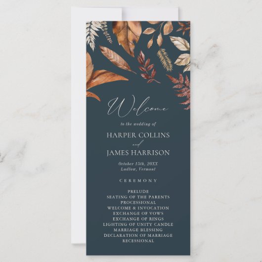 Rustic Terracotta & Navy Programme de cérémonie de (Devant)