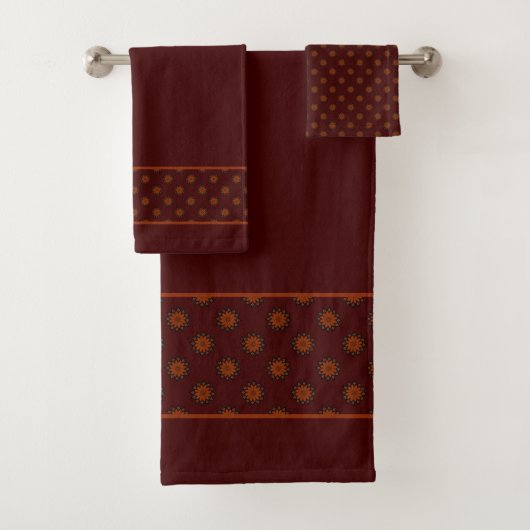 Rustic Terracotta Oranje Modern Mandala Pattern Bad Handdoek (Insitu)
