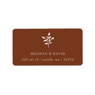 Rustic Terracotta Simple Modern Botanical address Etiket