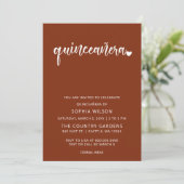 Rustic Terracotta Simple Script Quinceanera Photo Kaart (Staand voorkant)