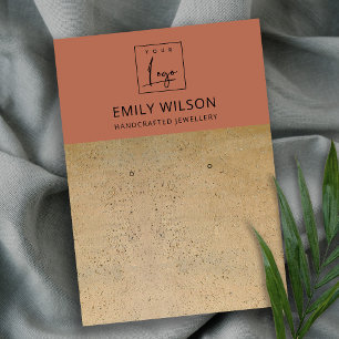 RUSTIC TERRACOTTA TEXTURE LOGO EARING DISPLAY VISITEKAARTJE