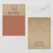 RUSTIC TERRACOTTA TEXTURE LOGO EARRING DISPLAY VISITEKAARTJE (Voorkant / Achterkant)