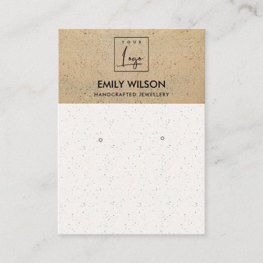RUSTIC TERRACOTTA TEXTURE LOGO EARRING DISPLAY VISITEKAARTJE (Voorkant)