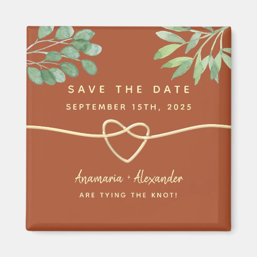 Rustic Terracotta Wedding Save the Date Invitation Magneet (Voorkant)