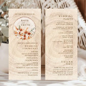Rustic Terracotta Wood Cut Wedding Programme