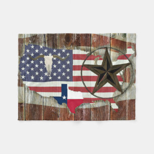 Rustic Texas Lone Star Texas Long Horn Fleece Deken