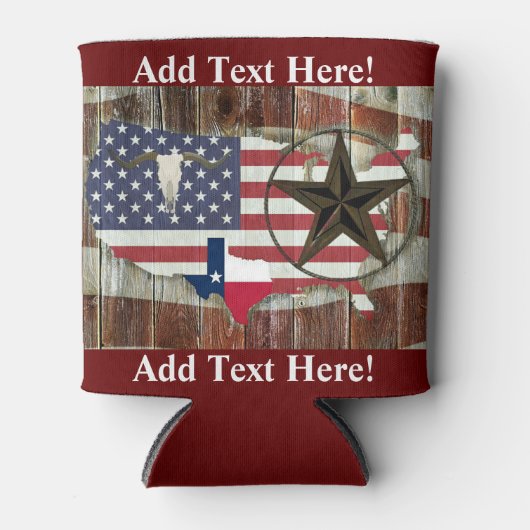 Rustic Texas Lone Star Texas Long Horn Koelbox Blikjeskoeler (Voorkant)