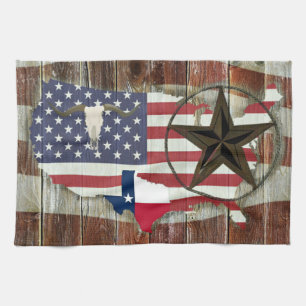 Rustic Texas Lone Star Texas Long Horn Theedoek
