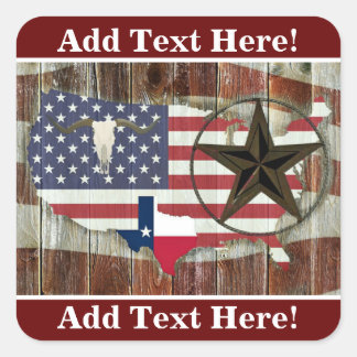 Rustic Texas Lone Star Texas Long Horn Vierkante Sticker
