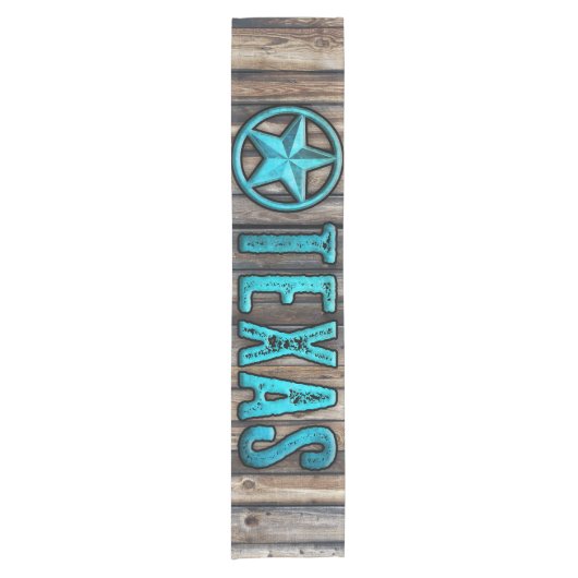 Rustic Texas Star (blauw) Korte Tafelloper (Voorkant)