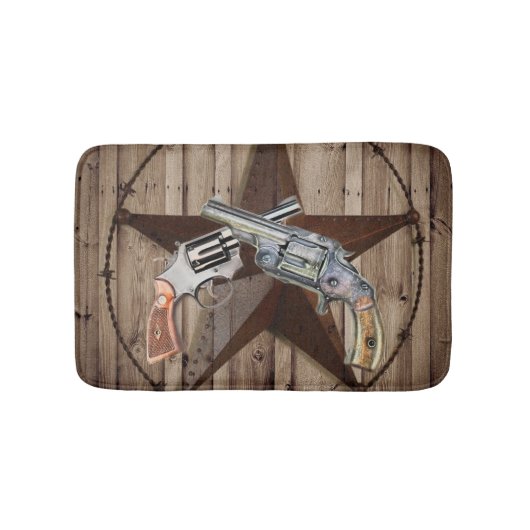 Rustic Texas Star Cowboy Pistols western Land Badmat (Voorkant)