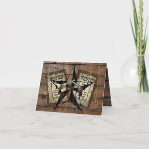 Rustic Texas Star Westerne dubbele gezochte pistol Bedankkaart
