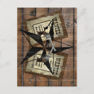 Rustic Texas Star Westerne dubbele gezochte pistol Briefkaart
