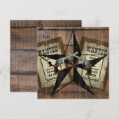 Rustic Texas Star Westerne dubbele gezochte pistol Save The Date (Voorkant / Achterkant)